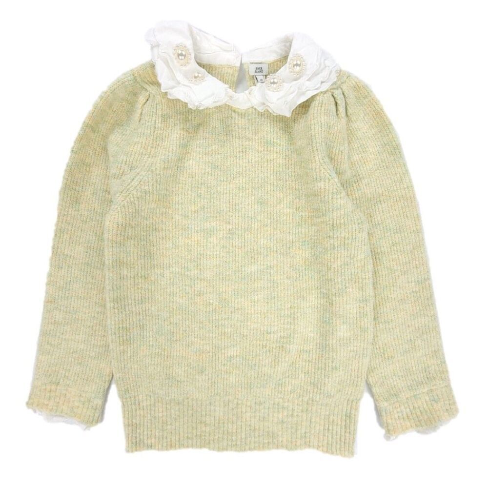 ASOS River Island fluffy wool sweater embellished pearl collar green Coquette 6